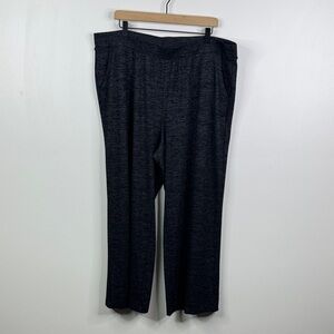 Chico's Size 4 Regular XXL Gray Melange Wide Leg Pull On Pants Stretch Work